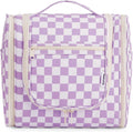Narwey Checked Hanging Travel Toiletry Bag for Women, Travel Bag for Toiletries, Makeup Bag Organizer Cosmetic Bags Make Up Bags for Women (Purple Checkerboard)