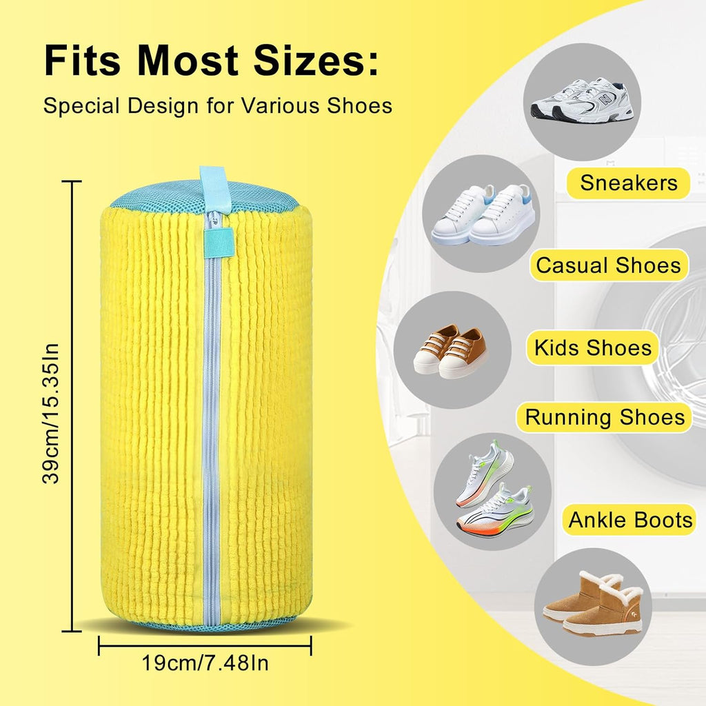 Shoe Bag for Washing Machine 2PCS, Reusable Laundry Shoe Bag for Washer & Dryer-Durable, All-Round Protection for Sneakers, Trainers, Casual Shoes