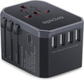 EPICKA Universal Travel Adapter, European Travel Plug Adapter (Not a Voltage Converter) - International Power Adapter Worldwide Charger with USB-C & 4 USB-A Ports, Travel Essentials (TA-105, Grey)