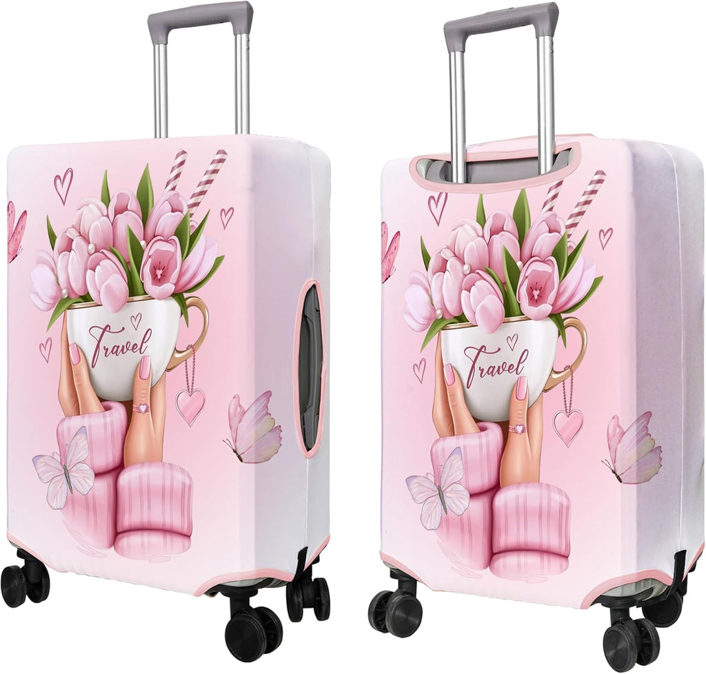 Travel Luggage Cover Suitcase Protector Fits 18-32 Inch Wheel Covers PatternedTravel Related Items Flower Luggage Protector Elastic M