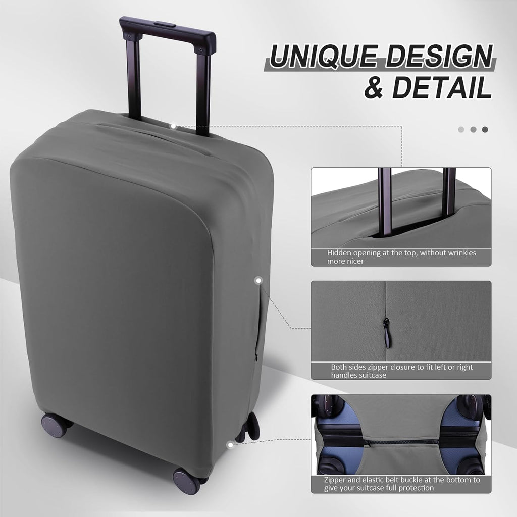 Travel Luggage Cover Suitcase Protector Scratch-Resistant Fit 19-31 Inch Suitcase, Not Included Suitcase (Slate Gray, M(24-25 inch))