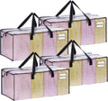 VENO 4 Pack Moving Bags Extra Large Storage Bags for College Move-In, Heavy-Duty Storage Totes, Packing Boxes, and Wardrobe Moving Supplies - Durable Laundry Bags for Clothes (Clear, 4 Pack)
