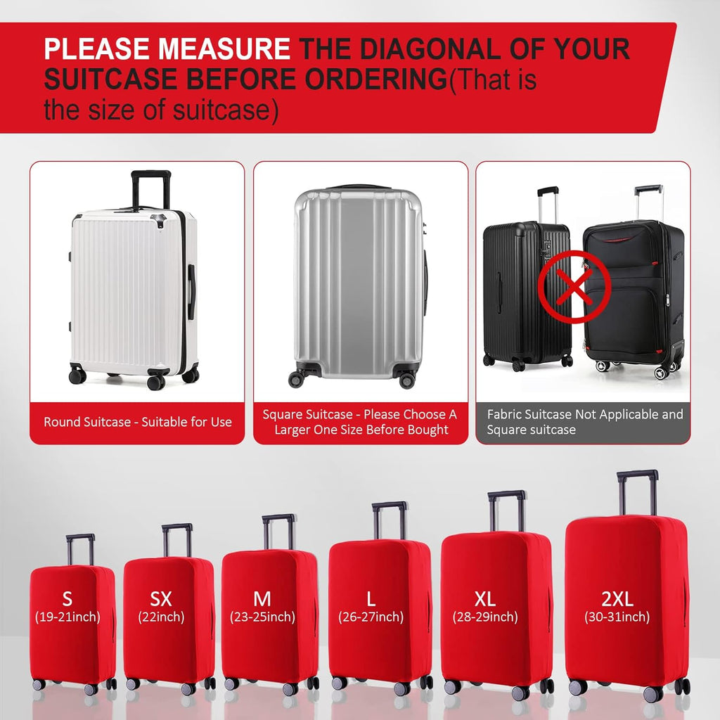 Travel Luggage Cover Suitcase Protector Scratch-Resistant Fit 19-31 Inch Suitcase, Not Included Suitcase (Red, M(24-25 inch))