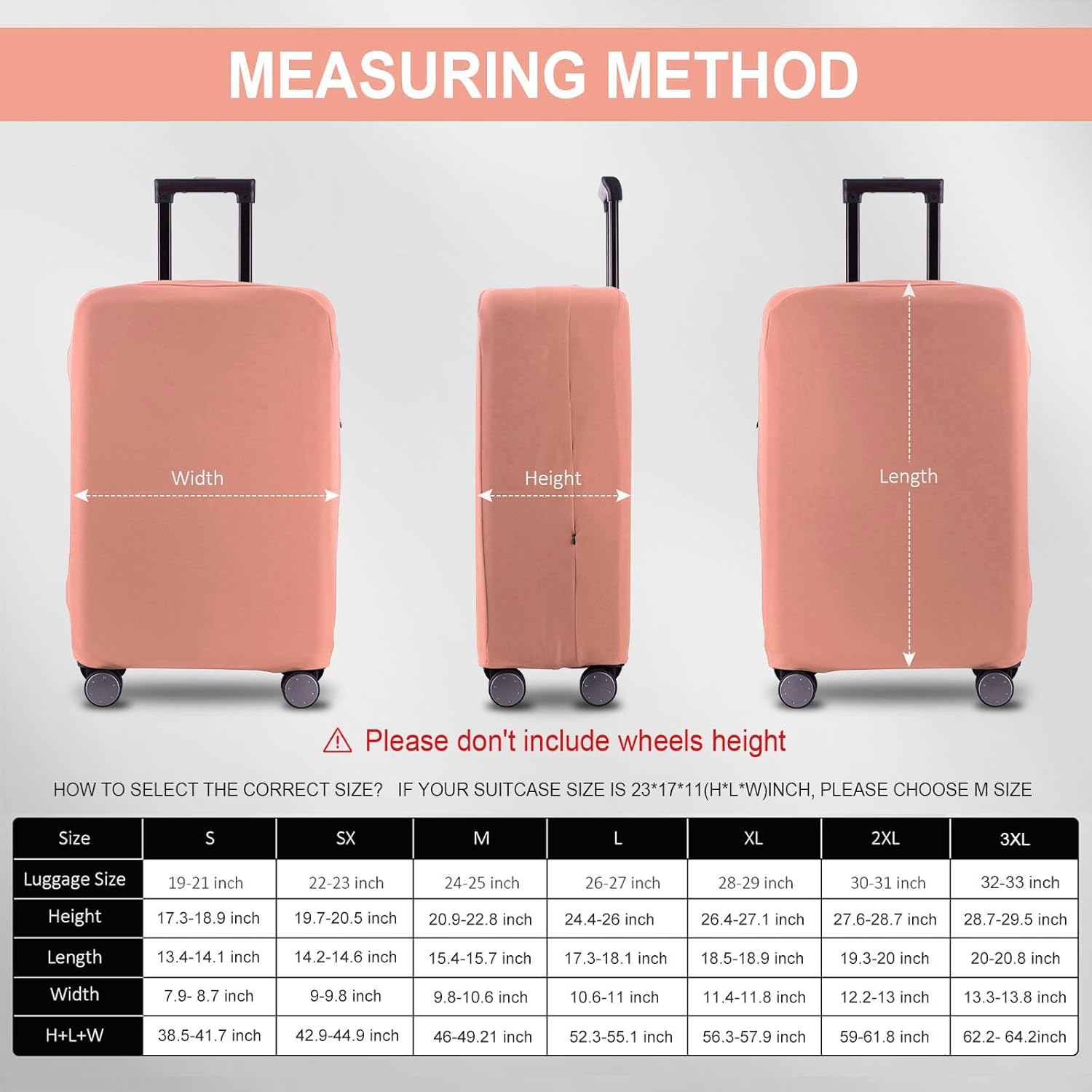 Travel Luggage Cover Suitcase Protector Scratch-Resistant Fit 19-31 Inch Suitcase, Not Included Suitcase (Pink, S(19-21 inch))