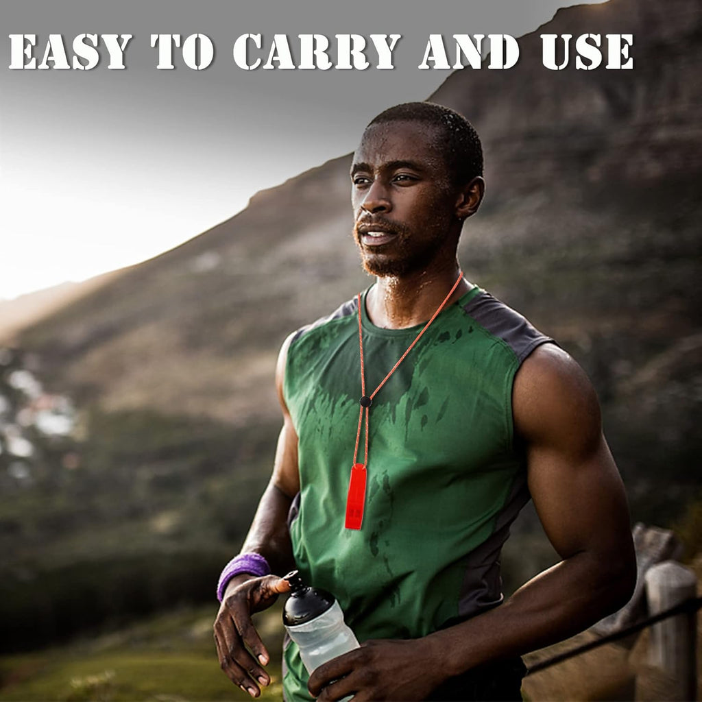 JULBEAR 6PCS Safety Survival Whistles with Adjustable Reflective Lanyard Emergency Plastic Whistle Marine Whistle