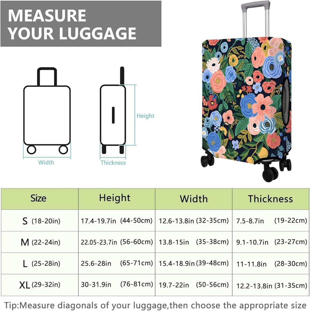 Travel Luggage Cover Suitcase Protector Fits 18-32 Inch Wheel Covers PatternedTravel Related Items Flower Luggage Protector Elastic XL