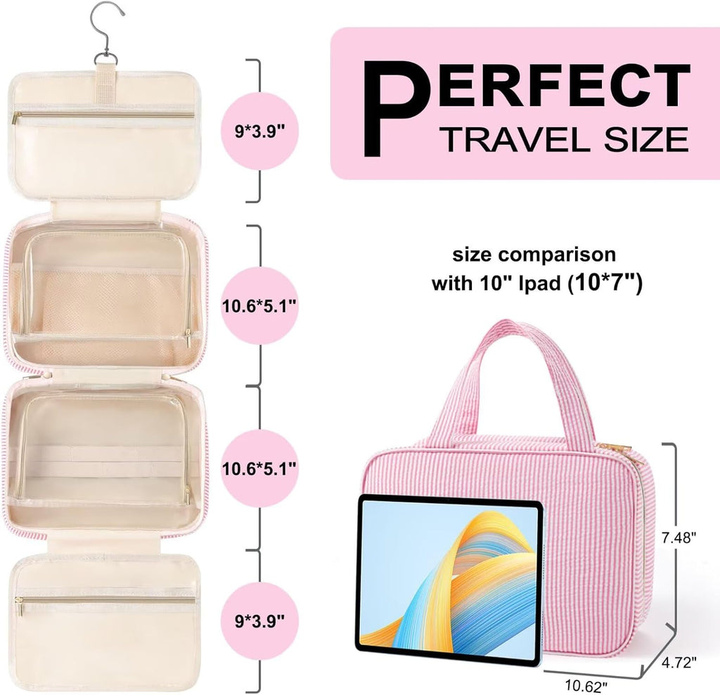 TOPEAST Travel Toiletry Bag for Women - Hanging Toiletry Bag Makeup Bag, Portable Toiletries Cosmetic Bag, Airplane Travel Essentials - Letter Y, Purple