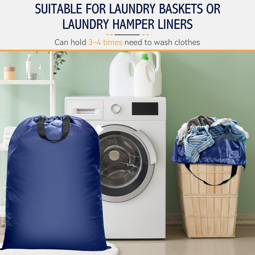 Extra Large Heavy Duty Laundry Bag - 28" x 40", Travel Laundry Bag for Dirty Clothes, Camping & Travel (Navy)