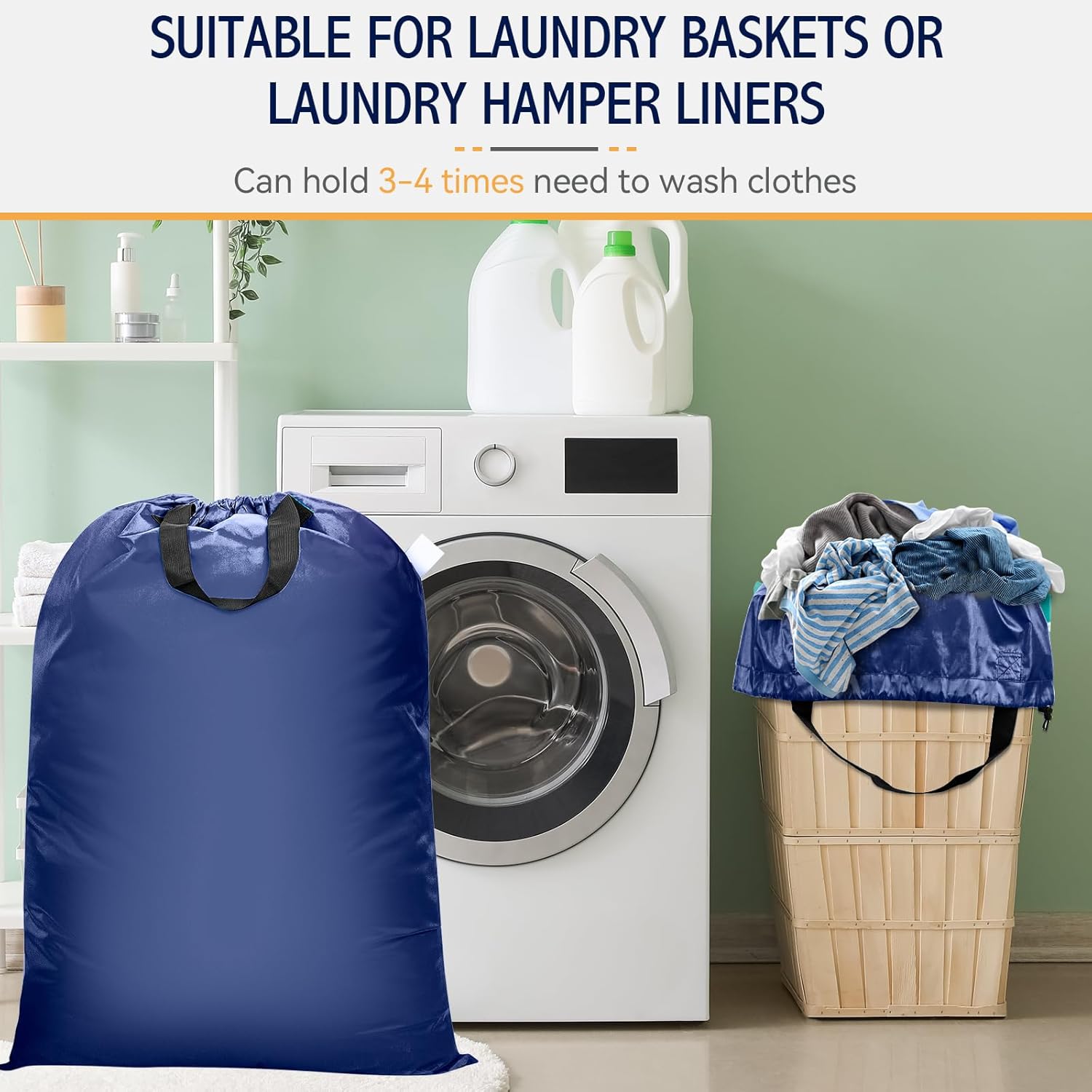 Extra Large Heavy Duty Laundry Bag - 28" x 40", Travel Laundry Bag for Dirty Clothes, Camping & Travel (Navy)