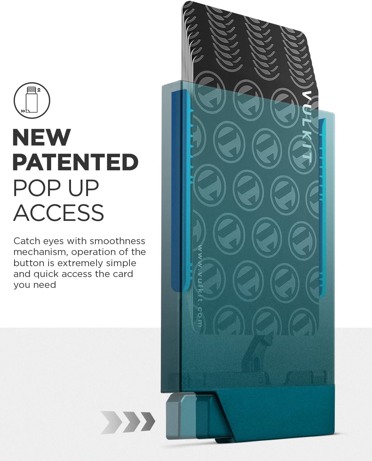 VULKIT Pop up Card Holder Minimalist Credit Card Holder RFID Blocking Slim Metal Card Case for Men or Women(Emerald Green)