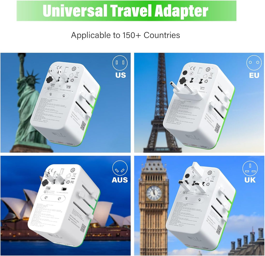 GlocalMe RoamPlug Universal Travel Adapter with 4G WiFi Mobile Hotspot and US 1GB Data, All-in-One International Power Plug Adapter, 4 USB Ports and Max 70W Output for EU UK AUS
