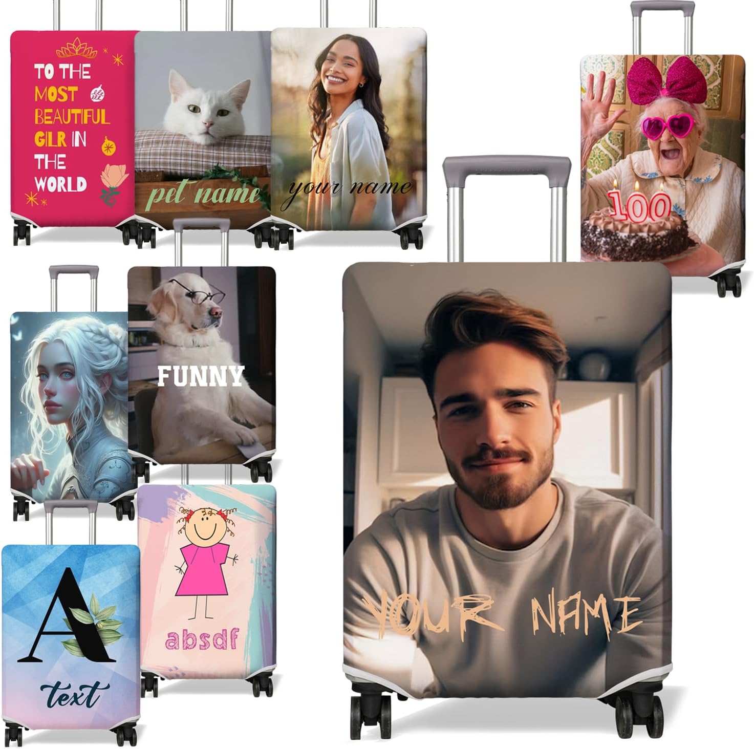 Travel Luggage Cover Suitcase Protector Fits 18-32 Inch Wheel Covers PatternedTravel Related Items Flower Luggage Protector Elastic S