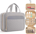 HOTOR Travel Toiletry Bag for Women & Men, Waterproof Makeup Bag with Hanging Hook and Multiple Pockets, Cosmetic Bags for Women, Travel Essentials, 11.2'' x 3.2'' x 8.9'', Grey
