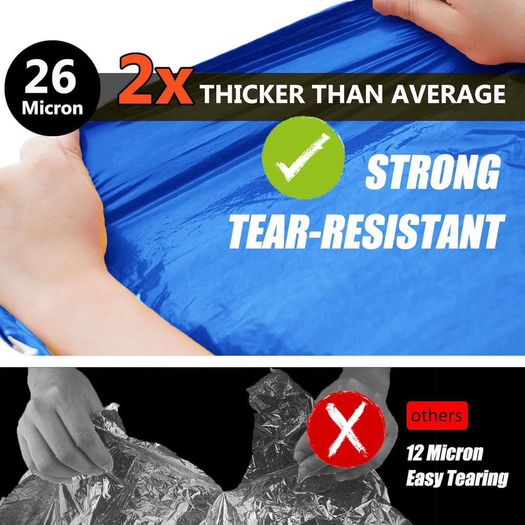 Frelaxy Emergency Blanket 2-Pack/4-Pack, Extra-Thick Extra-Large Space Blankets with Whistles, Storage Pouchs, and EVA case