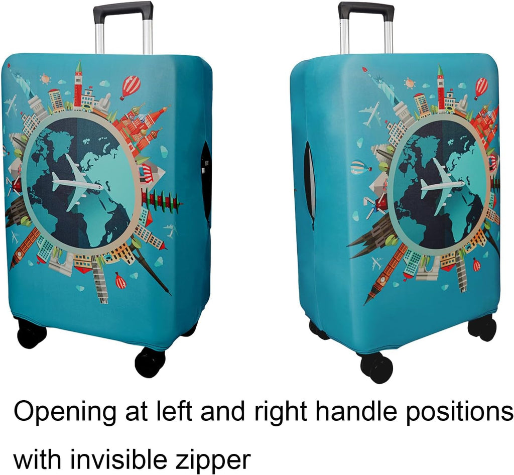 WUJIAONIAO Travel Luggage Cover Spandex Suitcase Protector Washable Baggage Covers (M (for 22-24 inch luggage), Go Travel)
