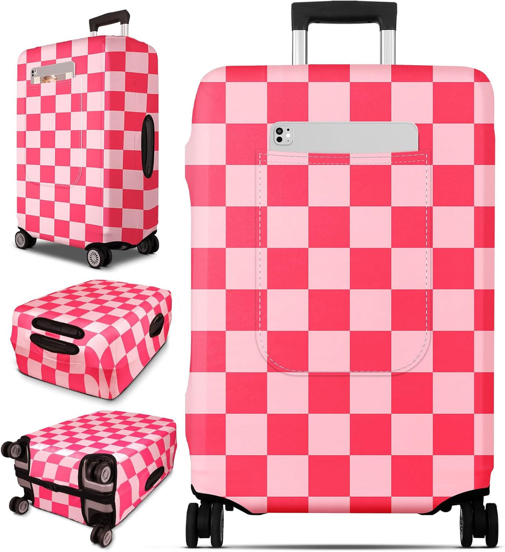 Slohif Luggage Cover for Suitcase Tsa Approved Protector - Luggage Sleeve Large Suit Case Cover Travel Stretch Baggage Case Protective Washable Fit 29-30 Inch Checkered L
