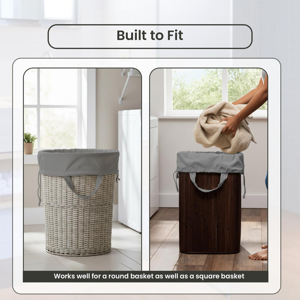 LFH Home Cotton Canvas Large Laundry Bag with Handle, Heavy Duty Drawstring Closure Washable Laundry Bags, School Travel, Home, Hotel, College Dorm, Organizer Sack, Toys Clothes 24x36 (Pack of 2)-Grey