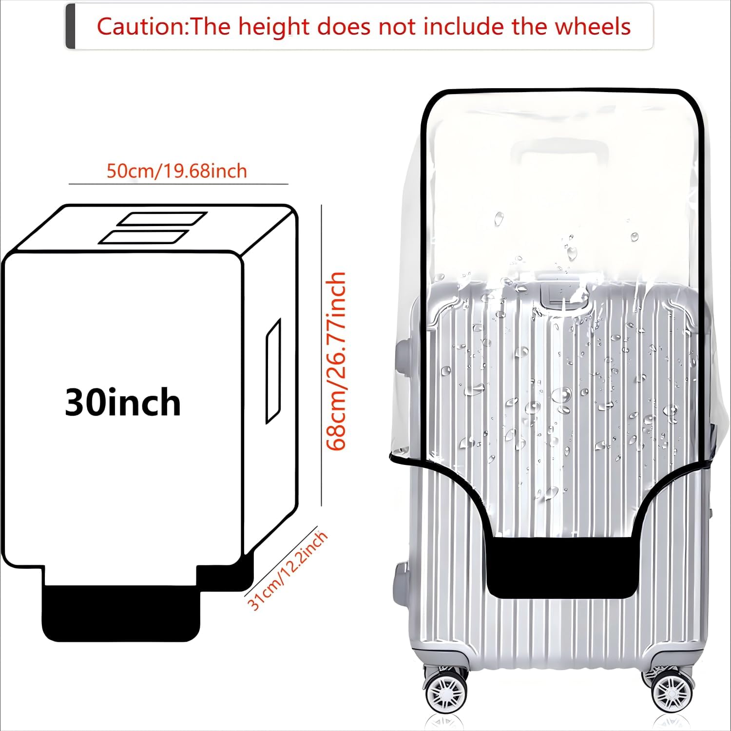 30 Inch PVC Luggage Protector Cover for TSA Approved Clear Suitcase Protector 30-31 Inch Transparent Luggage Protective Cover Case Suitable for 30"-31"