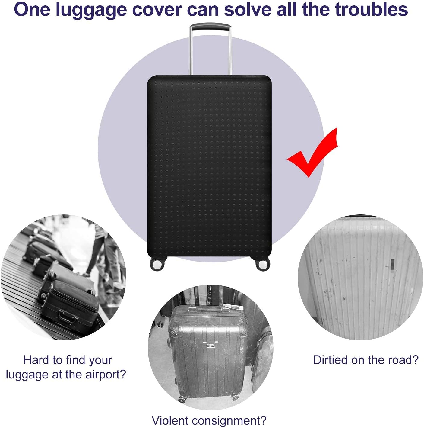 7-Mi Travel Luggage Cover Protector, Washable Suitcase Protector Anti-scratch Spandex Baggage Covers Fits 23-25 Inch Luggage