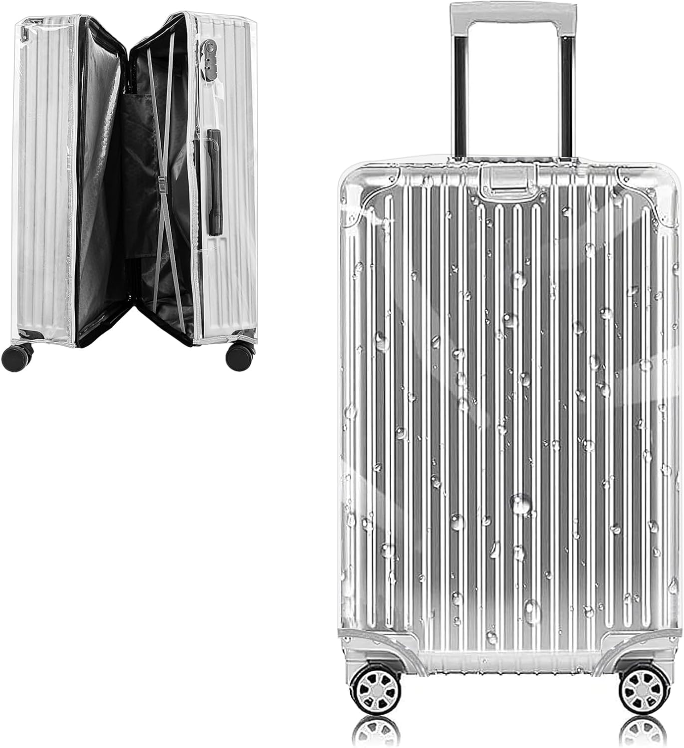 Yotako Upgraded Zippered Clear PVC Suitcase Cover, 30 Inch Luggage Covers for Wheeled Suitcase 30"