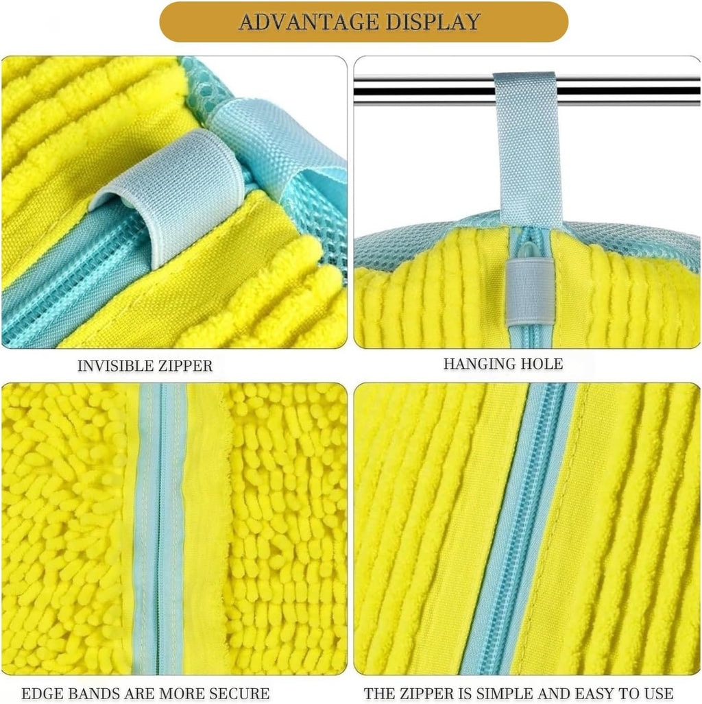 Shoe Cleaning Bags2-Pack Shoe Washing Machine Bags - Universal Laundry Shoe Cleaning Bags for Washer & Dryer, Fits All Shoe Types (Yellow)