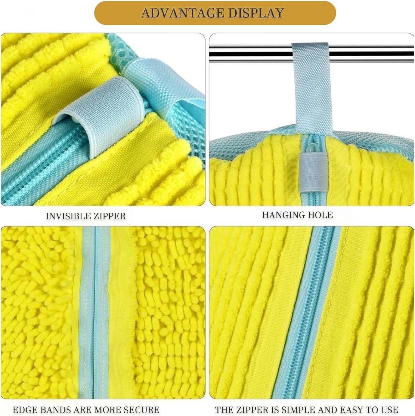 Shoe Cleaning Bags2-Pack Shoe Washing Machine Bags - Universal Laundry Shoe Cleaning Bags for Washer & Dryer, Fits All Shoe Types (Yellow)