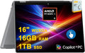 HP OmniBook X Flip Copilot+ AI PC 2-in-1 Laptop | 16" WUXGA Touch (400nits) | AMD 6-core Ryzen AI 5 340 (Up to 50 Tops) | 16GB DDR5 1TB SSD | Backlit 5MP IR Privacy Camera Win11Pro w/DLCA Accessory