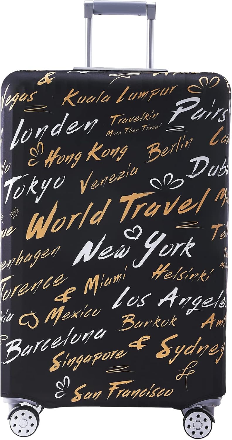 Travelkin Luggage Covers For Suitcase Tsa Approved,Suitcase Cover Protector Fit 18-32 Inch Luggage (World City, XL)