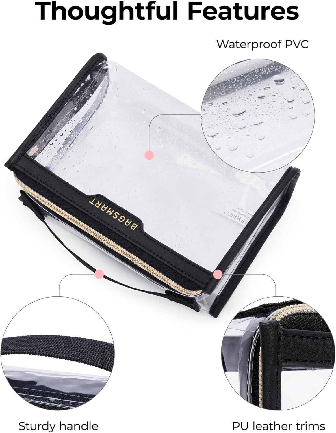 BAGSMART TSA Approved Toiletry Bag, Clear Travel Toiletry Bag, Makeup Cosmetic Pouch Bag for Women Men Carry on Airline Quart Size Organizer for Travel Essentials (Gray, Pack of 2)