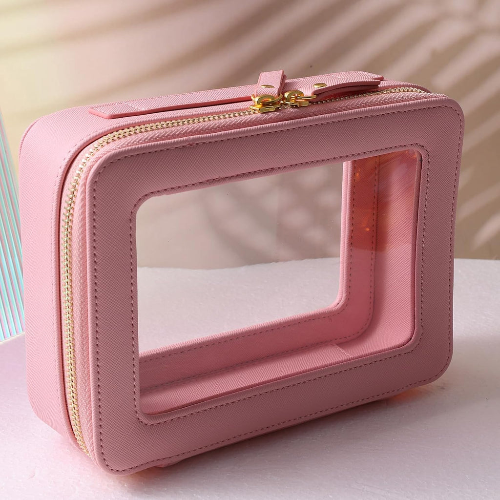 SANHECUN Toiletry bag waterproof cosmetic organizer with handle lagre opening for travelling