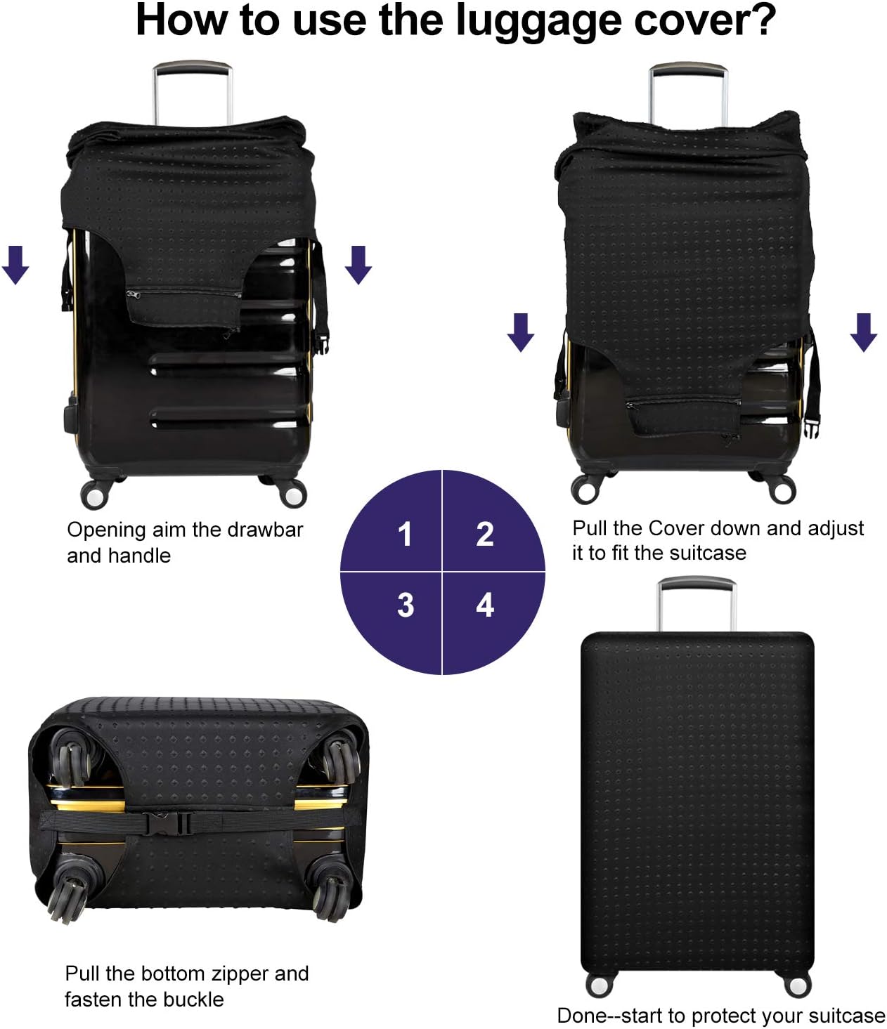 7-Mi Travel Suitcase Protective Cover 26"-28" Suitcase Protective Cover & High Elastic Spandex Size L