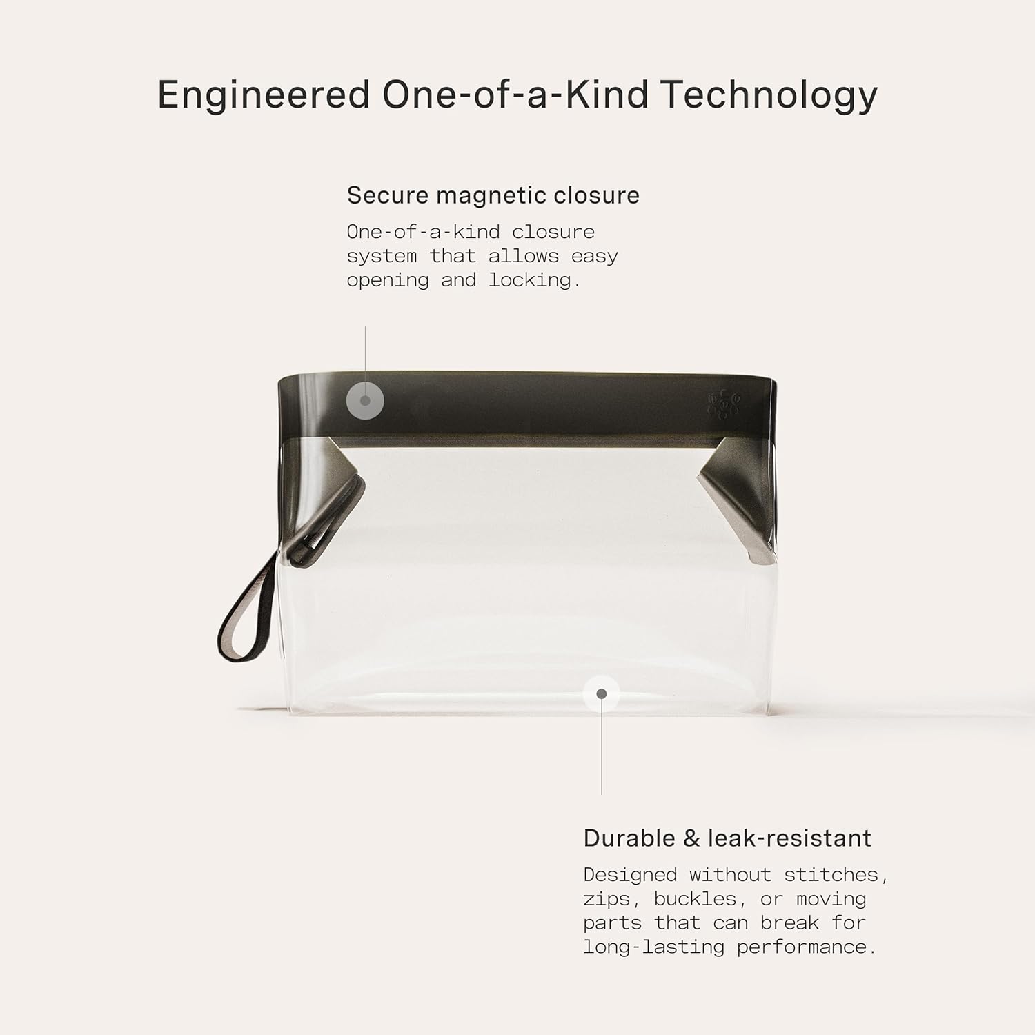 Cadence Parcel - Clear Dopp Kit with Magnetic Closure - Durable and Leak-Resistant Travel Toiletry Kit - Modular Design