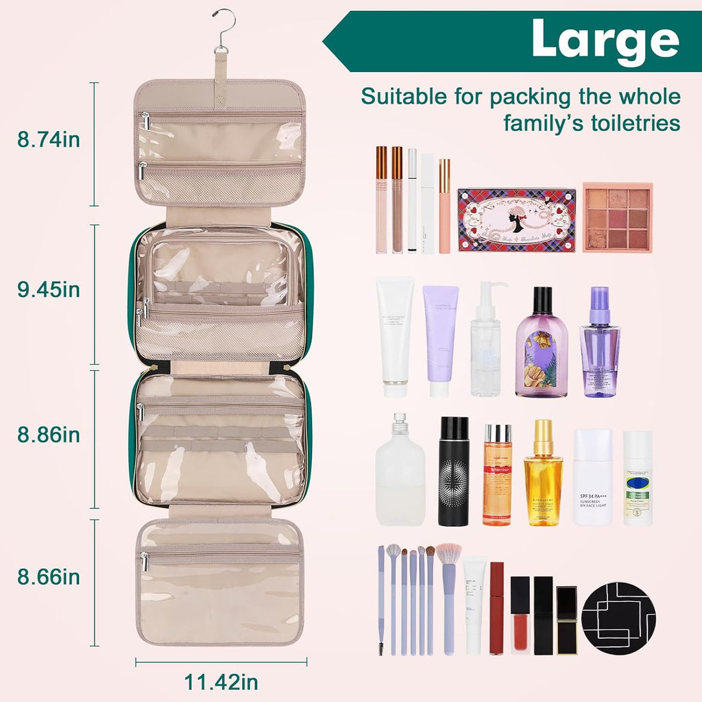 Wedama Toiletry Bag for Women, Large Cosmetic Travel Bag, Hanging Toiletry Bag for Bathroom, Thickened PVC Waterproof Travel Makeup Bag, Toiletries Bag for Travel Business Trips and Camping