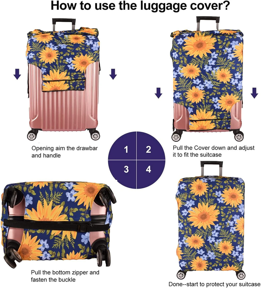 7-Mi Luggage Cover£¬ Suitcase Covers 19-30 Inch Expandable Anti-Scratch Luggage Protector Flower for Carry on Luggage S 19-20IN