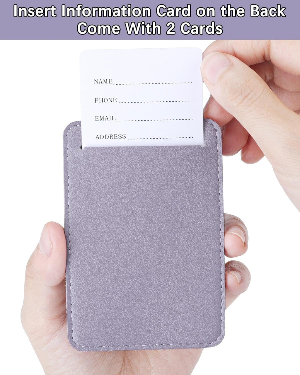 Teskyer Luggage Tags for Suitcases, TSA Approved with Privacy Protection Cover, Premium Faux Leather Bag Tags for Travel - 4 Pack, Purple