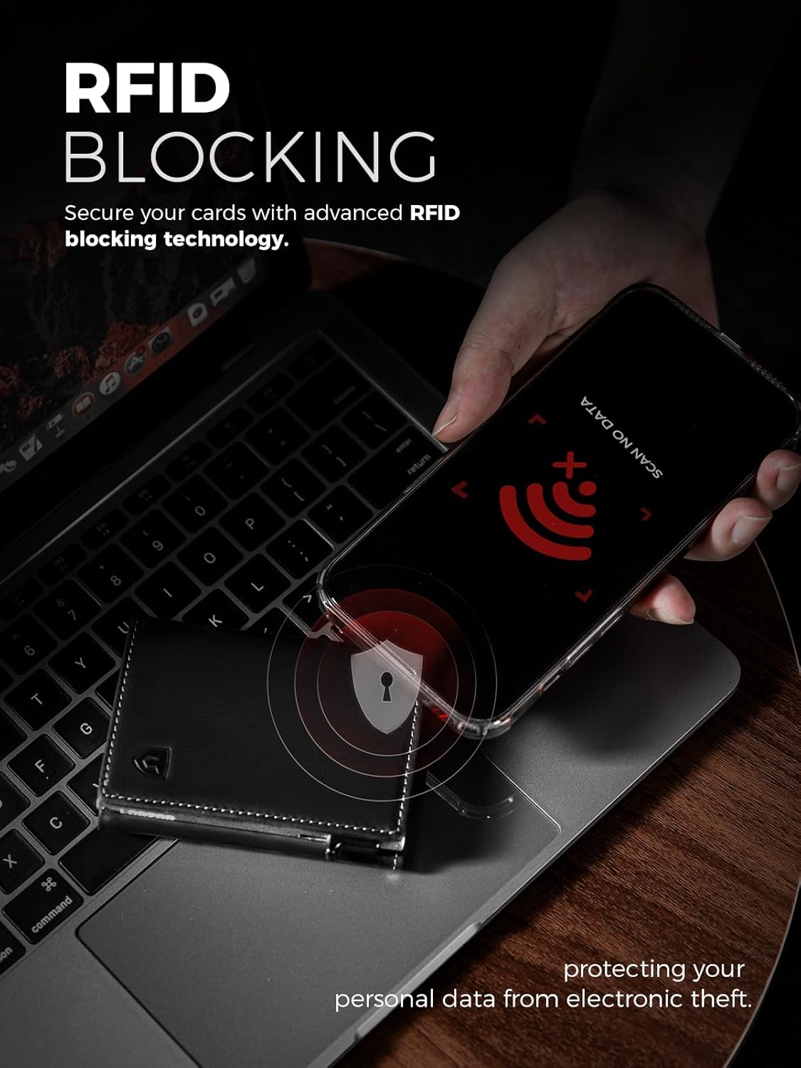 LORZOR Wallet for Men with Metal Card Holder, Pop Up Wallet, Finest Full Grain Leather Trifold Wallet, Smart, Minimalist, RFID Blocking, Front Pocket, ID Window, Black/Silver