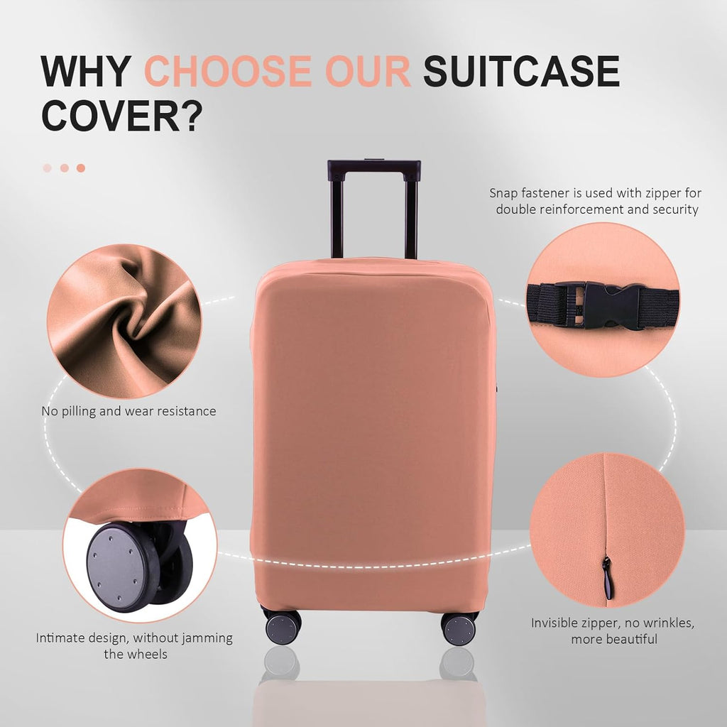 Travel Luggage Cover Suitcase Protector Scratch-Resistant Fit 19-31 Inch Suitcase, Not Included Suitcase (Pink, 3XL(32-33inch))