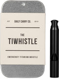 DAILYCARRYCO. Titanium Whistle for Emergency, Camping & Hiking Whistle, Pitched Whistle, Tiny Whistle Necklace, Small Whistle, Whistle for Life, Emergency Whistle Necklace, 120db Ultra Loud (Black)