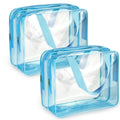2Pcs Crystal Clear PVC Travel Toiletry Bag Kit for Women Men, Waterproof Vinyl Organizer Clear Makeup Bags with Zipper, Cosmetic Bag Pouch Carry on Airport Airline Compliant Bag Handbag (Double Layer)