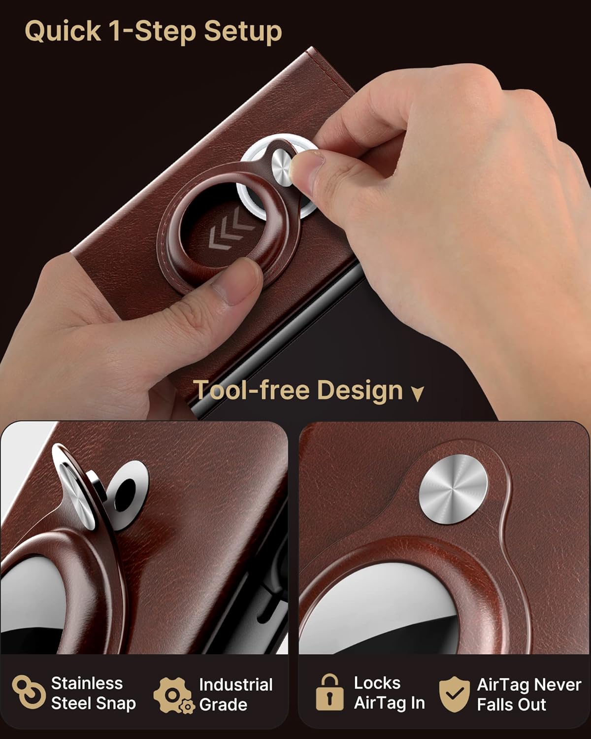 typecase Mens Wallet Card Holder for AirTag: Leather Smart Wallet for Men Compatible with Apple Air Tag, RFID Blocking, Slim, Minimalist - 9-14 Card Capacity | ID Window | Cash Slot (Brown)