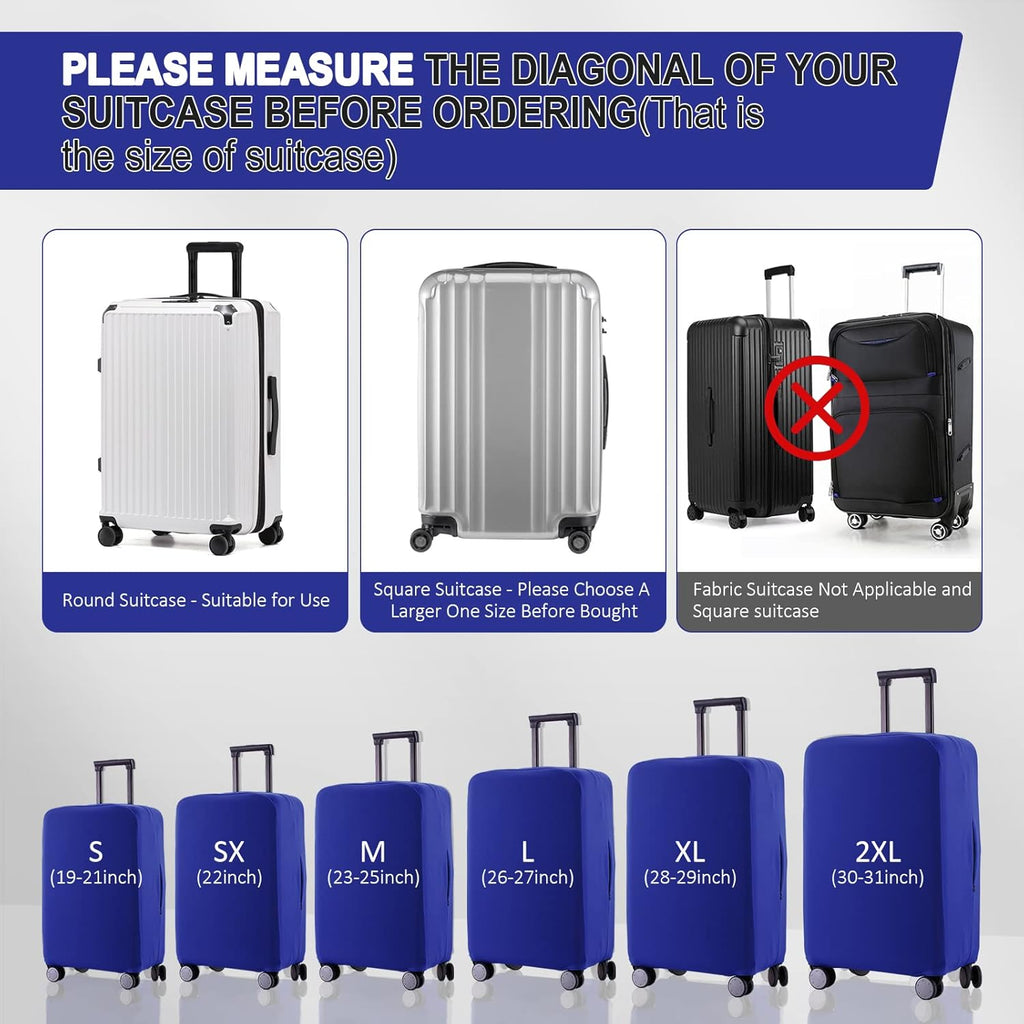 Travel Luggage Cover - Scratch-Resistant Fit 19-31 Inch, Blue, M(24-25 inch)