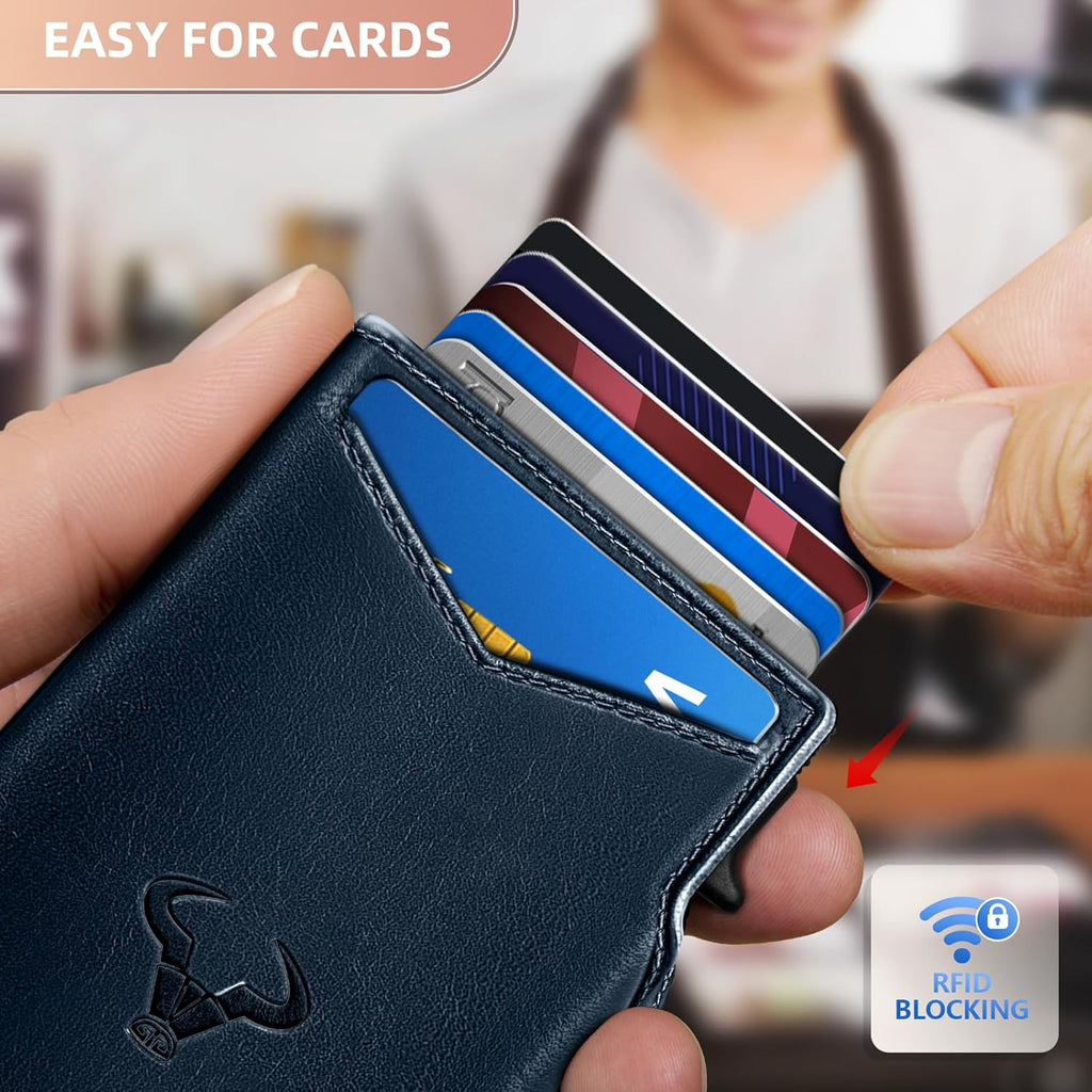 BULLIANT Men Wallet Gift Boxed,Slim Front Pocket Wallet Money Clip Card Holder 3.8"x2.7",Pop-up Access