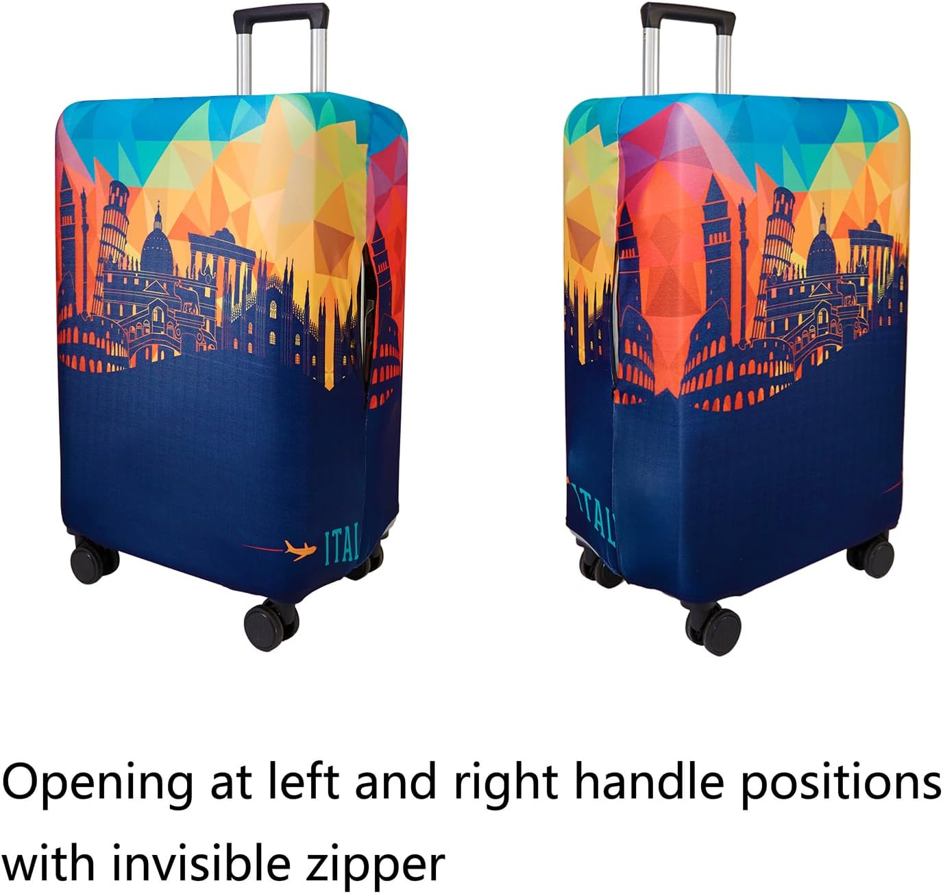 WUJIAONIAO Travel Luggage Cover Spandex Suitcase Protector Washable Baggage Covers (M (for 22-24 inch luggage), City)