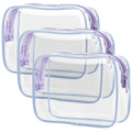 PACKISM Clear Toiletry Bag - 3 Pack Quart Size TSA Approved Toiletry Bag, Travel Makeup Cosmetic Bag for Women Men, Carry on Airport Airline Compliant Bag, Purple