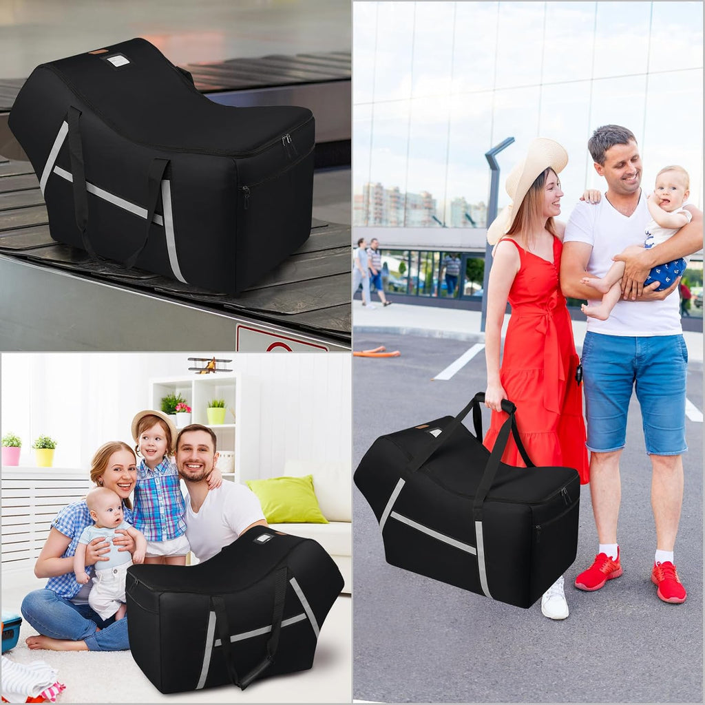 Infant Car Seat Travel Bag for Airplane Compatible with All Nuna Pipa Car Seat and Base,Chicco KeyFit 30 and Base, Padded Car Seat Bags for Air Travel,Car Seat Gate Check Bag with Side Pocket, Black