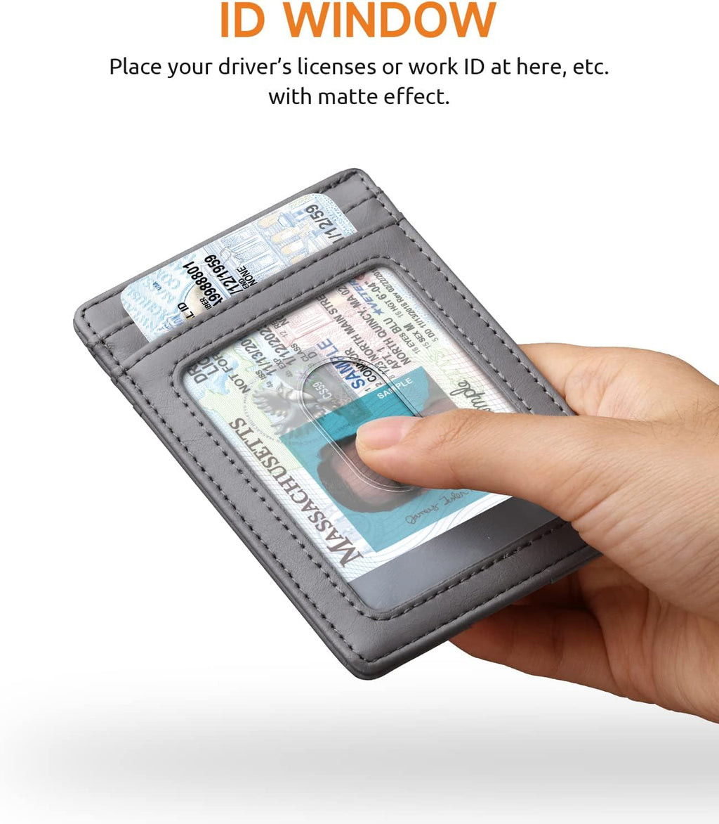 Buffway Mens Slim Wallet, Minimalist Thin Front Pocket Leather Credit Card Holder with RFID Blocking for Work Travel