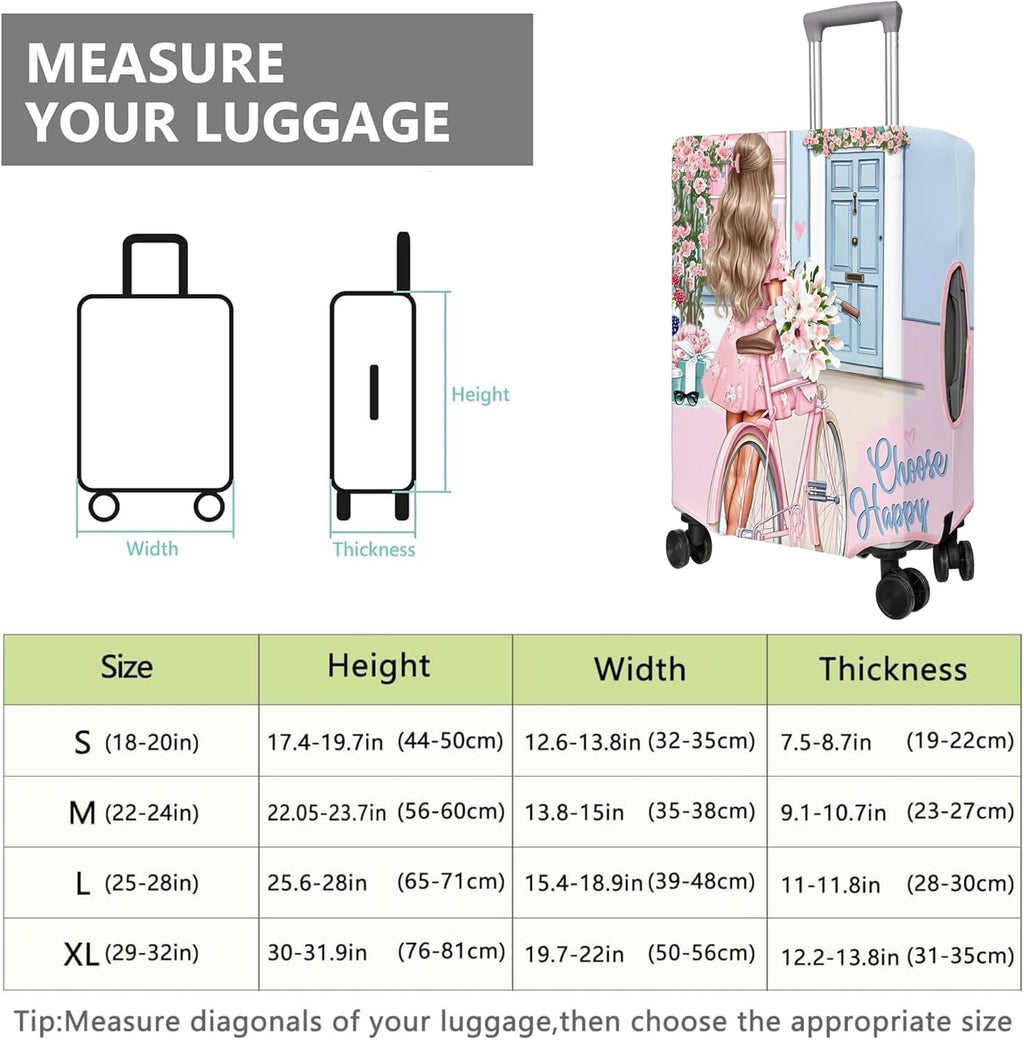 Travel Luggage Cover Suitcase Protector Fits 18-32 Inch Wheel Covers PatternedTravel Related Items Flower Luggage Protector Elastic L