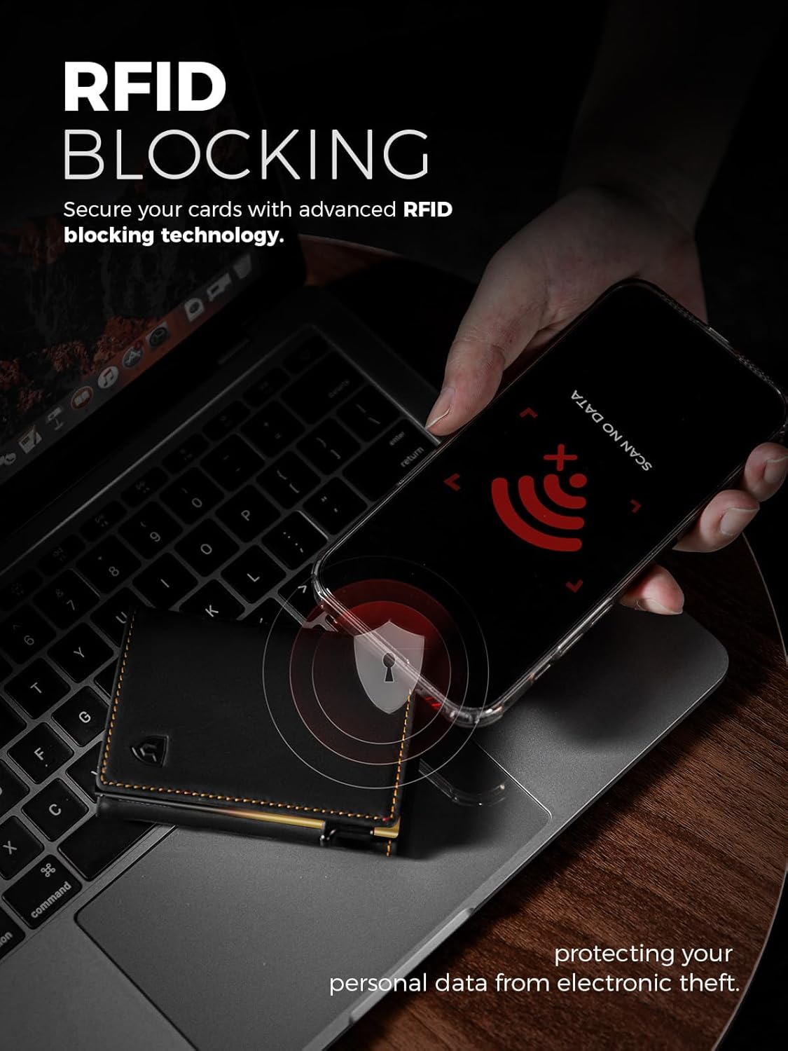 LORZOR Minimalist Wallet for Men with Credit Card Holder, Finest Full Grain Leather, Pop up Smart Wallet, Trifold Slim Wallet, RFID Blocking, Front Pocket, ID Window (Black/Yellow Black)