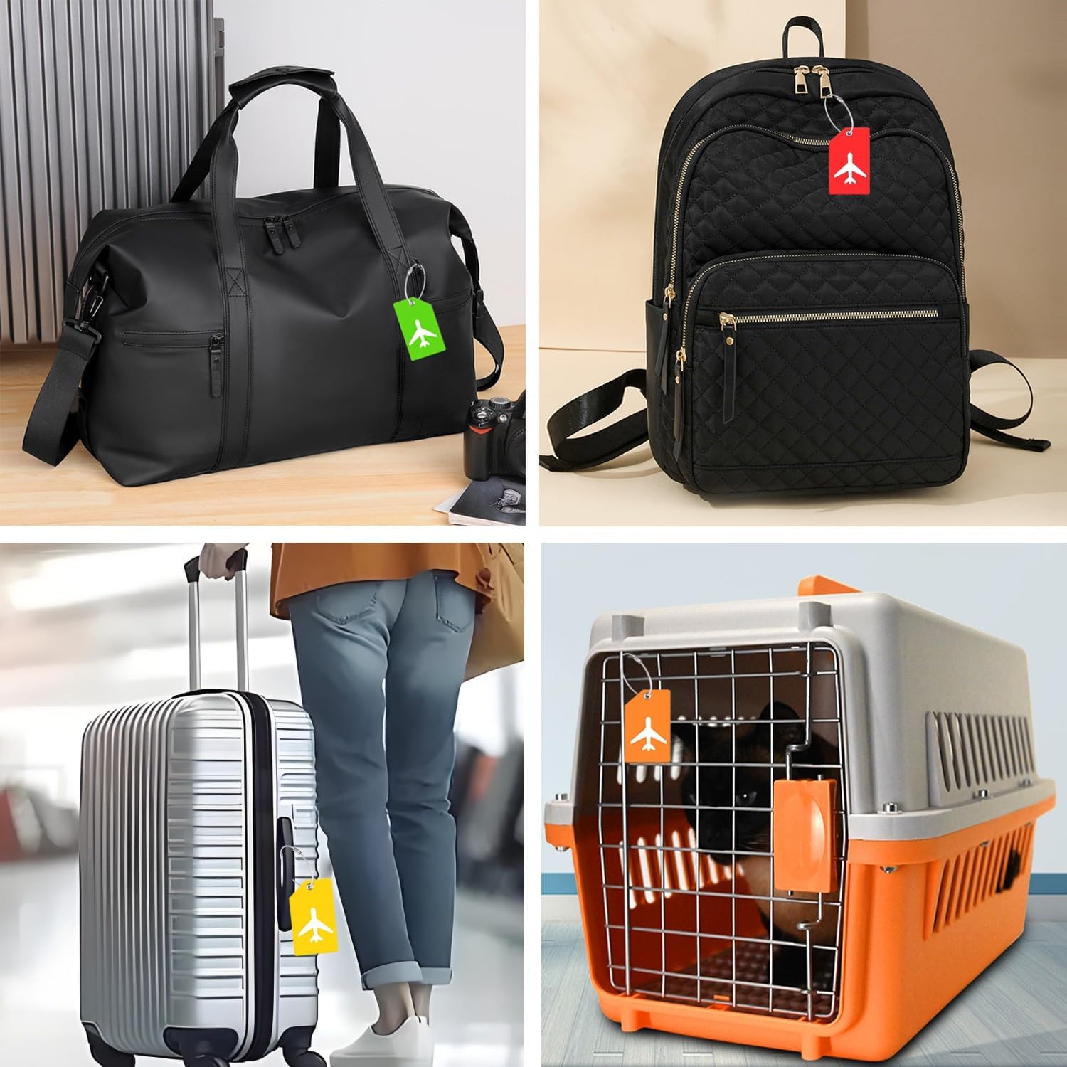 6 Pack Silicone Luggage Tag for Suitcases with Stainless Loop, Privacy Protection Travel Bag Tags Perfect to Quickly Spot Baggage Handbag (Red)