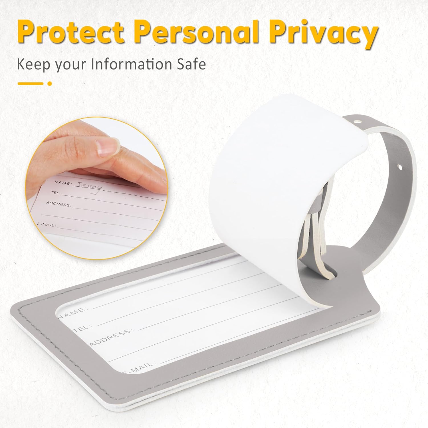 Travelambo Luggage Tags for Suitcases PU Leather Travel Tags Bag Tags Privacy Protection Travel Essentials